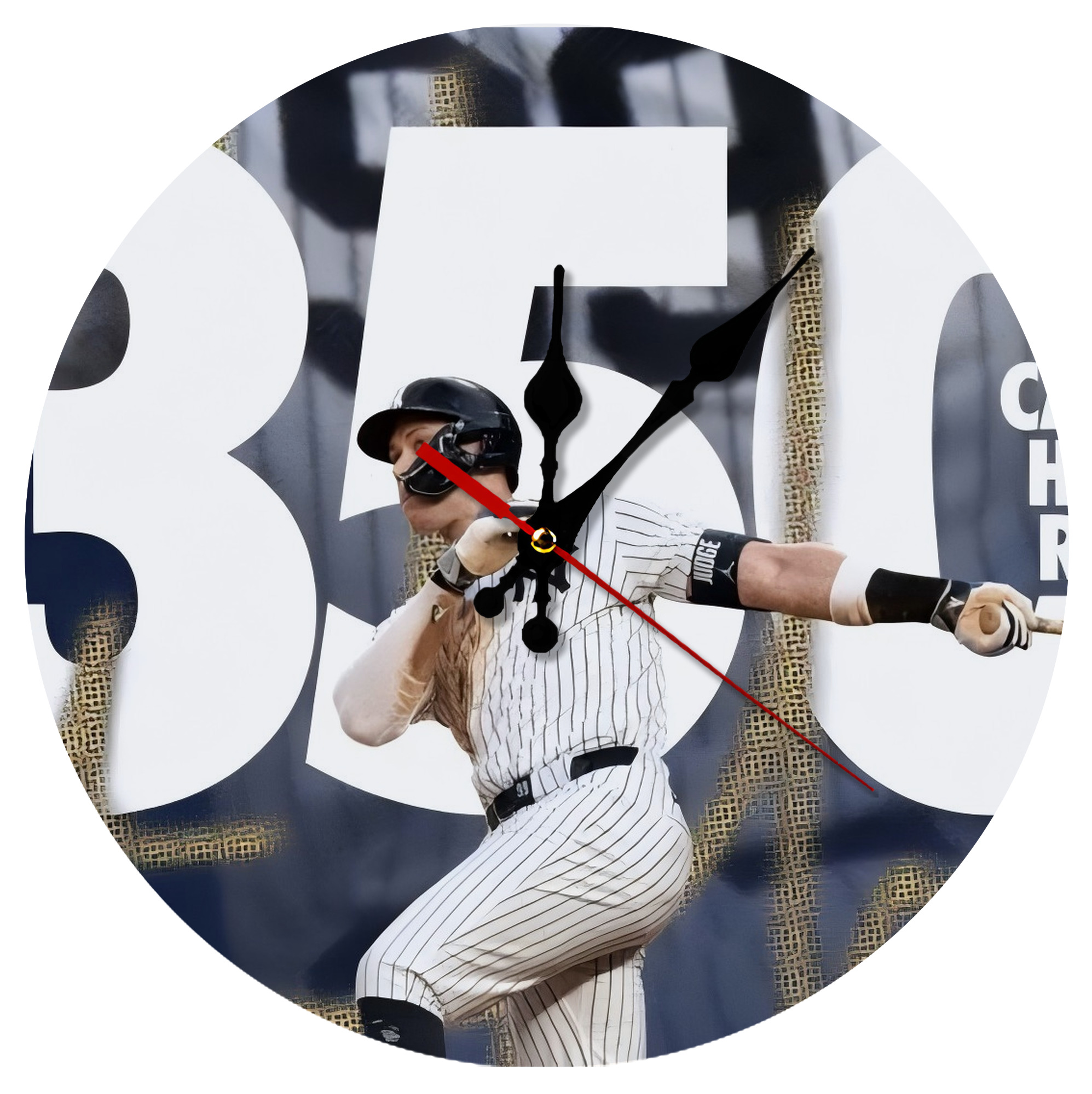 Aaron Judge's 350th Career Home Runs Silent Round Wall Clock – Modern & Stylish DIY Design, Durable Wood Construction, Easy To Install – Perfect For Office, Bedroom, Living Room, And More